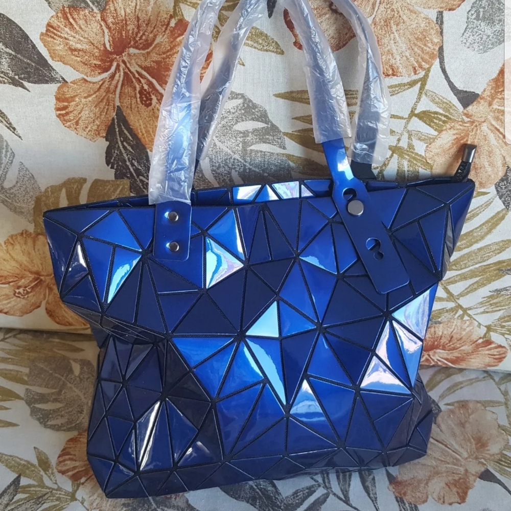 New Electric Blue Metallic Tote Bag